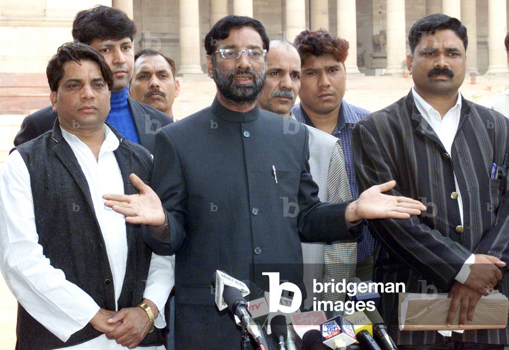 Mohammed Younus Siddiqui addressing a press conference at Rashtrapati Bhawan (President House of India) regarding minorities problems